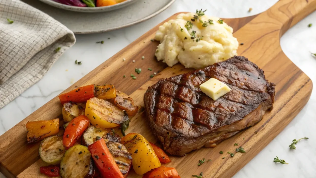 Perfectly Seared Chuck Eye Steak with Side Dishes