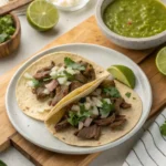 Mouthwatering tacos de lengua with tender beef tongue, fresh cilantro, and lime