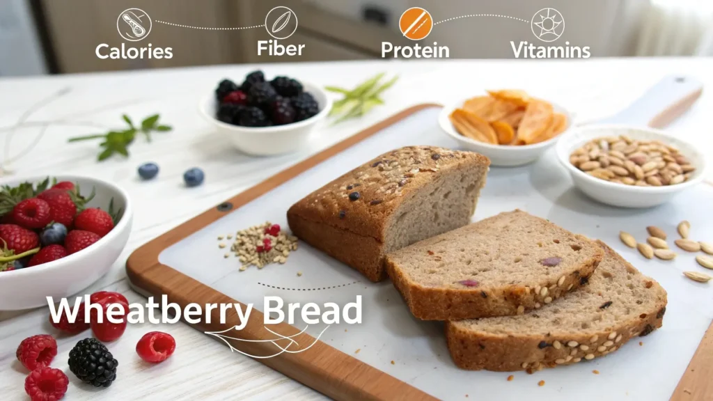 Infographic showing the nutritional breakdown of wheatberry bread