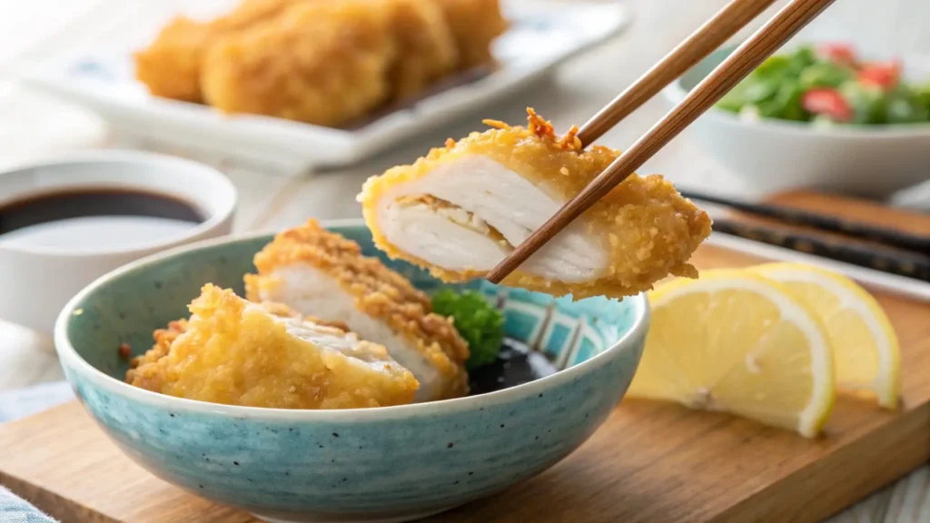 Perfectly cooked crispy tempura chicken