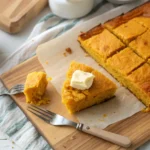 Freshly baked sweet potato cornbread with golden crust and rich sweet potato swirls