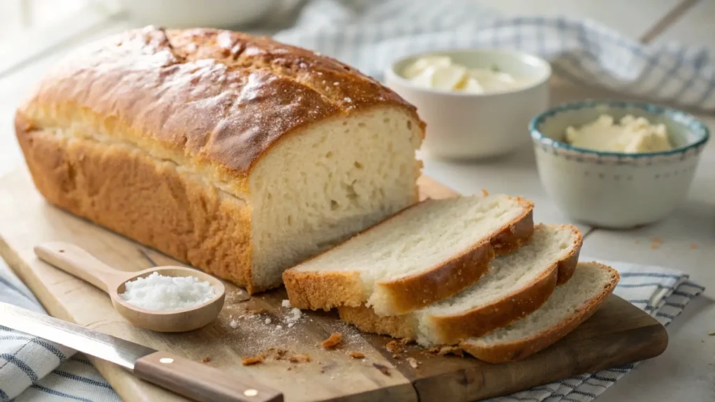 Freshly baked bread made with kefir, showcasing its soft, moist texture as a sour cream alternative