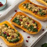 Fresh Coquina squash sliced open on a wooden cutting board, highlighting vibrant orange flesh.